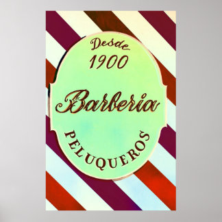 Affiche psychedelic barber shop sign Print