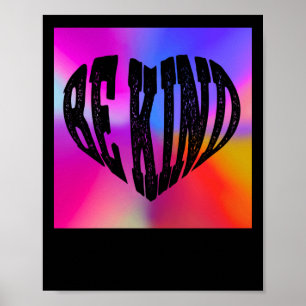 Affiche Psychedelic Be Kind Heart Design - Arc-en-ciel vib