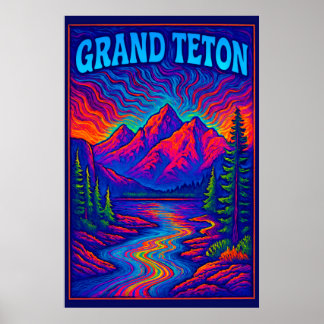 Affiche Psychedelic Grand Teton