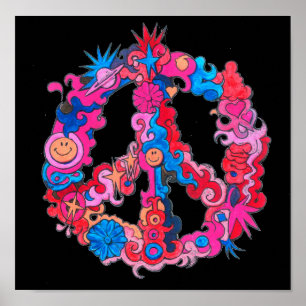 Affiche Psychédélic peace sign