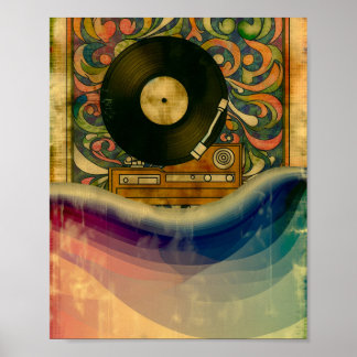 Affiche Psychedelic Record Player Art