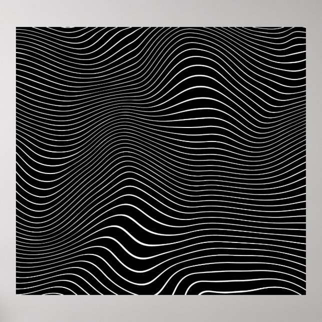 Affiche Psychedelic Wavy : Arrière - plan noir blanc (Devant)