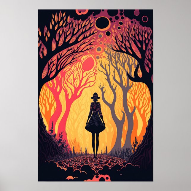 Affiche psychédélique de la forêt magique 1 (Devant)
