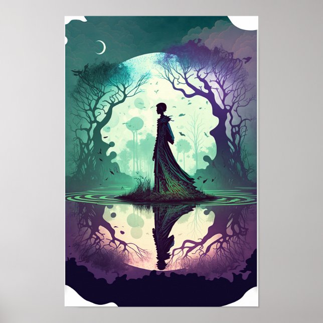 Affiche psychédélique de la forêt magique 4 (Devant)