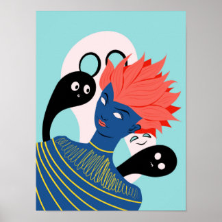 Affiche Psychédélique trippée fille alien bizarre
