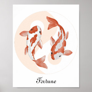 Affiche Psychique Lucky Zen Koi Poisson dans Bagua Fortune
