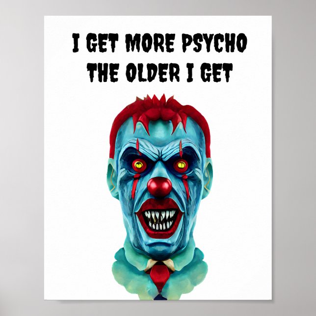 Affiche Psycho Déplaisant Tueur Zombie Clown Horreur Art (Devant)