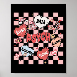 Affiche Psychologue scolaire rétro groovy Saint-Valentin H