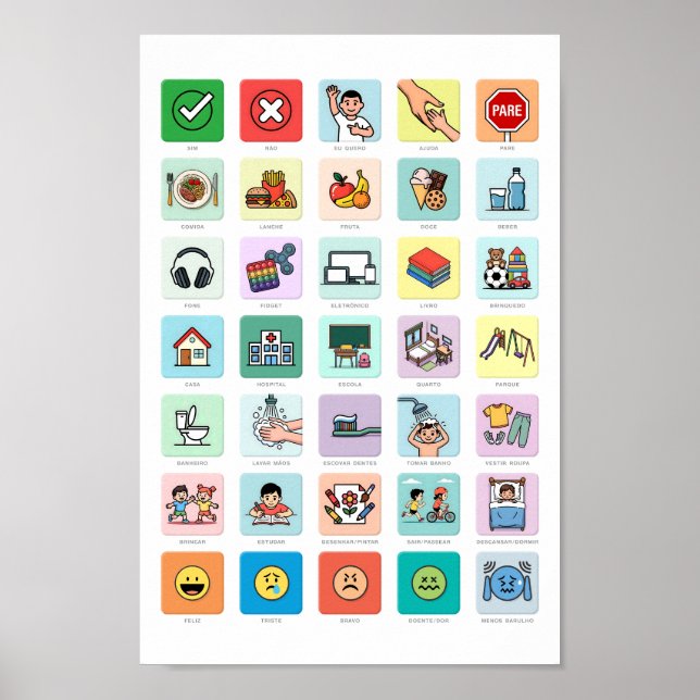Affiche PT-BR Autisme AAC PECS Pointing Communication 04 (Devant)