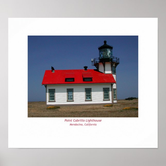Affiche Pt. Phare de Cabrillo, Mendocino, CA (Devant)