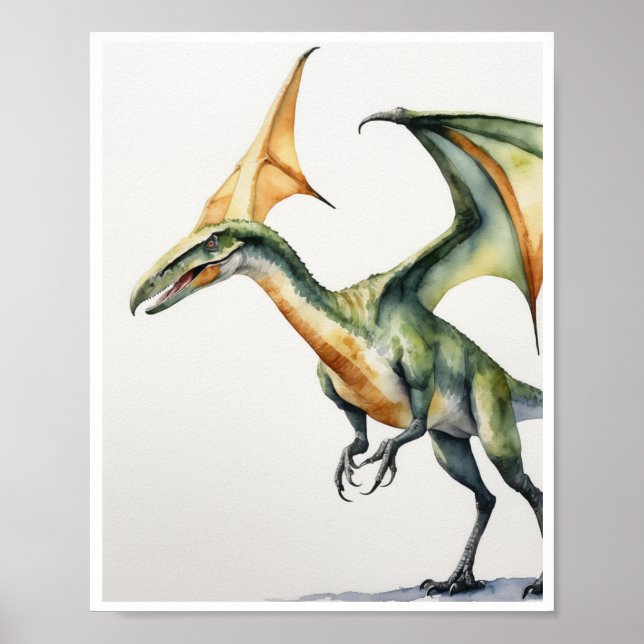 Affiche Pteranodon Dinosaur Aquarelle MurArt MaisonDécor (Devant)