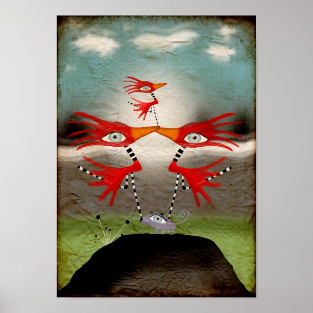 Affiche Pterodactylus famille mère père bébé Imprimer (Devant)
