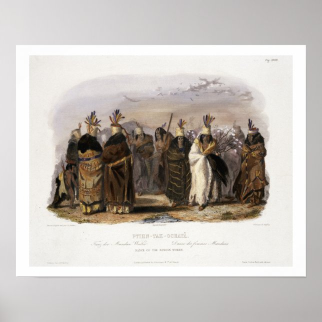 Affiche Ptihn-Tak-Ochata, Danse des femmes mandanes, plaqu (Devant)