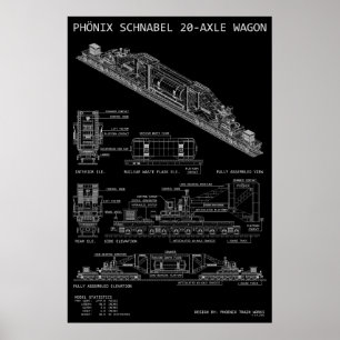 Affiche PTW Grand Modèle de Wagon de Train Schnabel "Plan"
