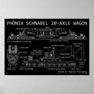 Affiche PTW Wagon de train Schnabel de petite taille "Plan
