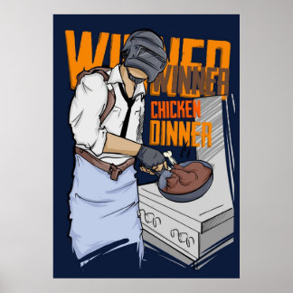 Affiche PUBG - Vainqueur du dîner de poulet Vente de march