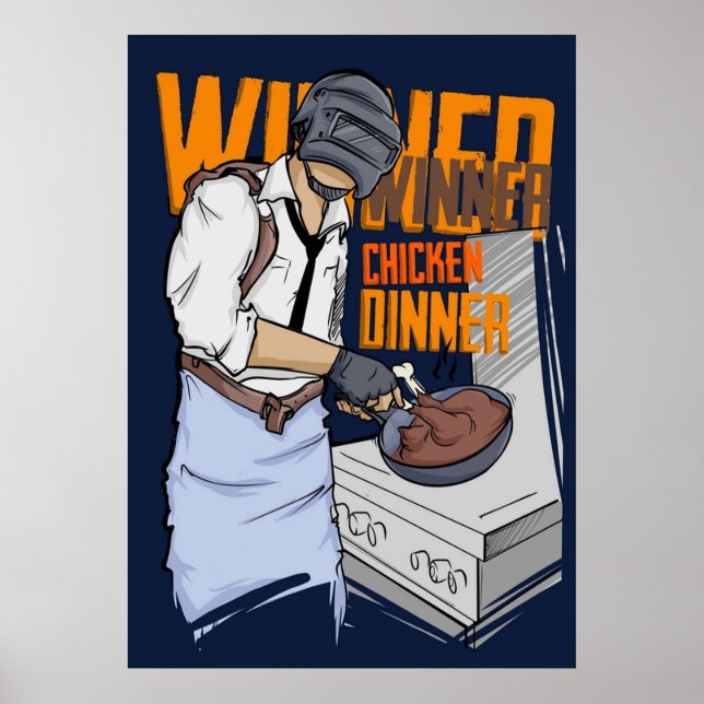 Affiche PUBG - Vainqueur du dîner de poulet Vente de march (Devant)