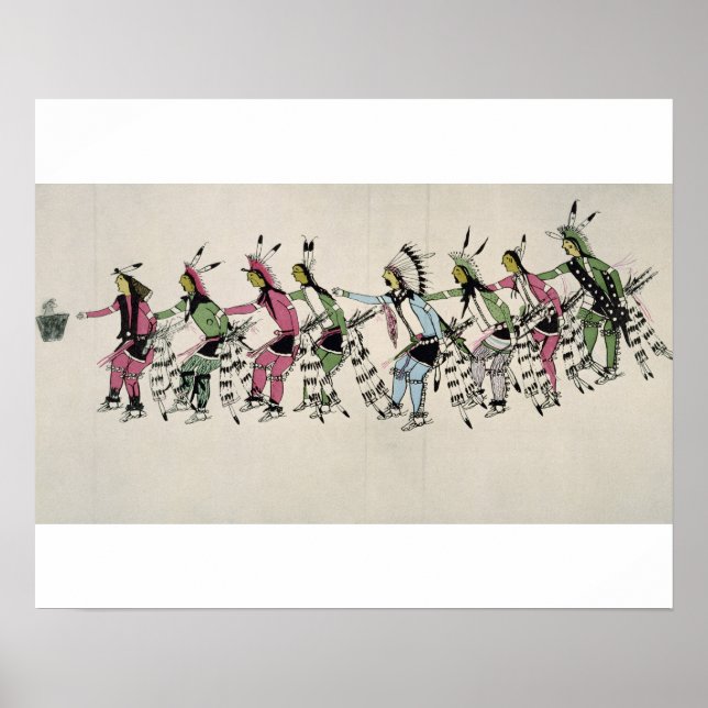 Affiche Public dance in honour of the warrior He Dog (ink (Devant)