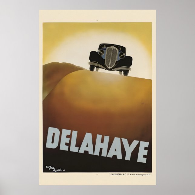 Affiche publicitaire automobile française Delahaye (Devant)