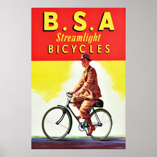 Affiche publicitaire de bicyclette britannique des (Devant)