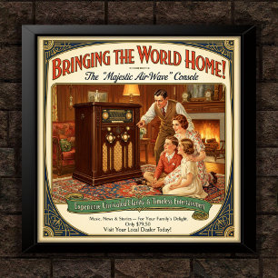 Affiche publicitaire de la console radio Vintage d