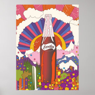 Affiche publicitaire de soda de style vintage