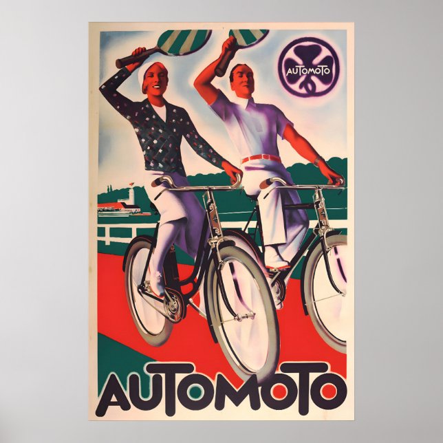 Affiche publicitaire de vélo français des années 1 (Devant)