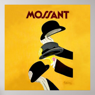 Affiche publicitaire pour chapeaux Mossant de Leon