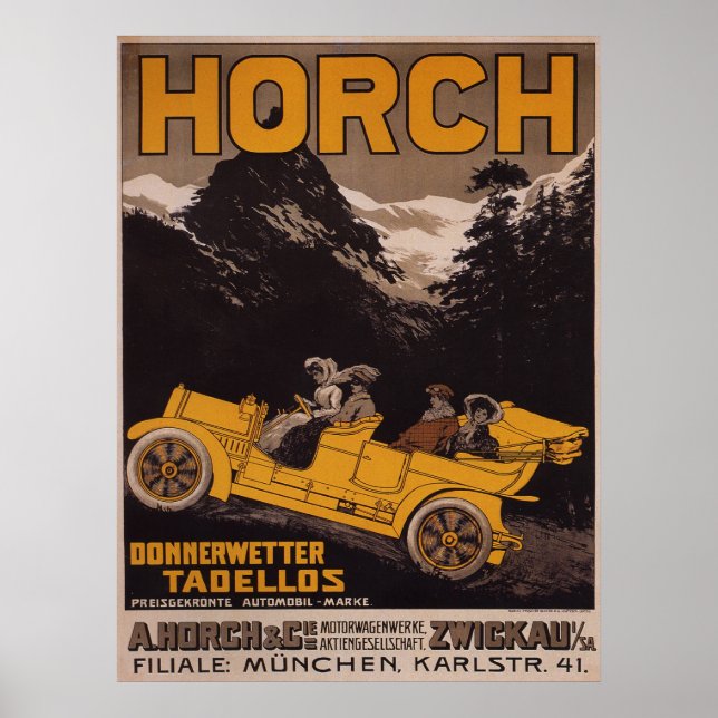 Affiche publicitaire pour HORCH Automobile (Devant)