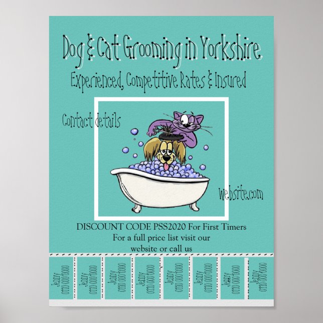 Affiche publicitaire pour le toilettage de chiens  (Devant)