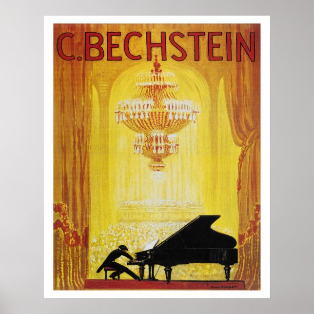 Affiche publicitaire pour piano allemand des année (Devant)