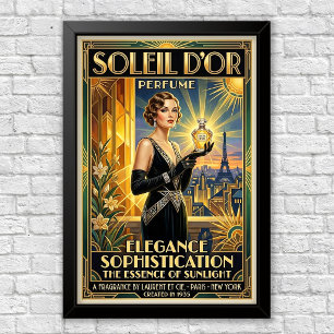 Affiche publicitaire vintage Art Déco pour parfum