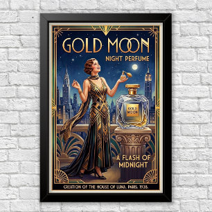 Affiche publicitaire vintage Art Déco pour parfum