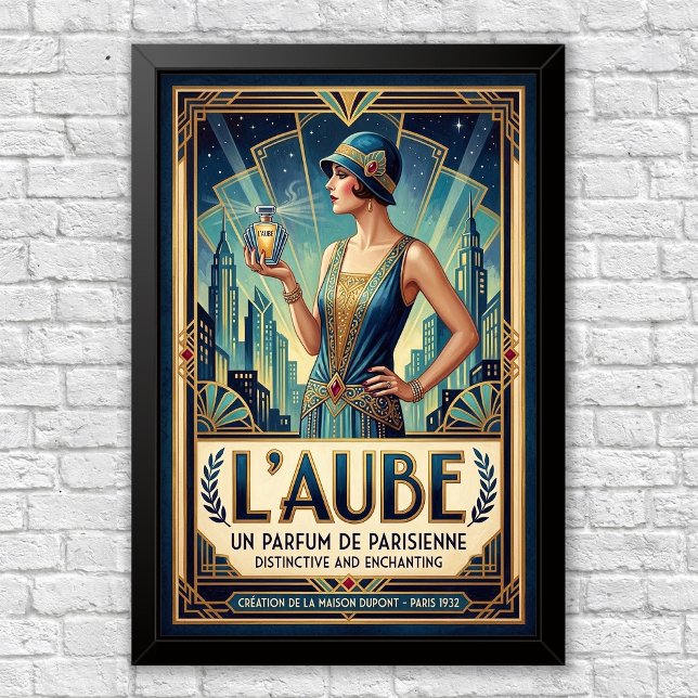Affiche publicitaire vintage Art Déco pour parfum (Créateur téléchargé)