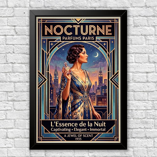 Affiche publicitaire vintage Art Déco pour parfum (Créateur téléchargé)