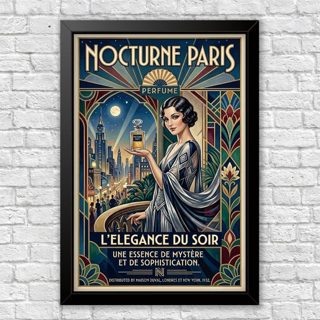 Affiche publicitaire vintage Art Déco pour parfum (Créateur téléchargé)