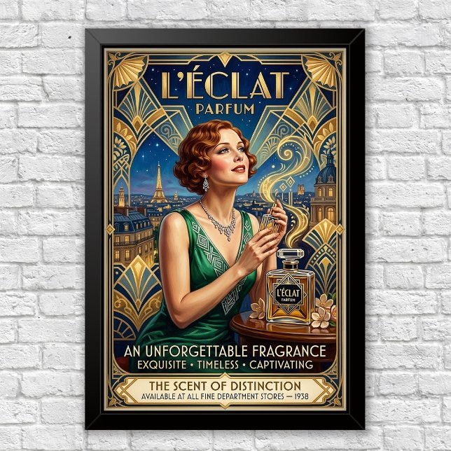 Affiche publicitaire vintage Art Déco pour parfum (Créateur téléchargé)