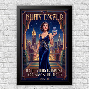 Affiche publicitaire vintage Art Déco pour parfum