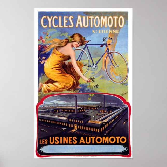 Affiche publicitaire Vintage Automoto Cycles 1914 (Devant)