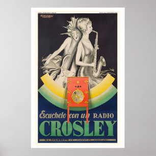 Affiche publicitaire vintage de Crosley Radio par