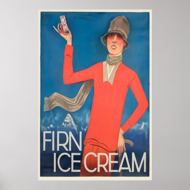 Affiche publicitaire vintage de glace suisse (Devant)