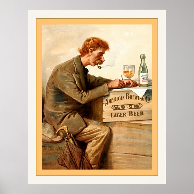 Affiche publicitaire vintage de la bière (Devant)