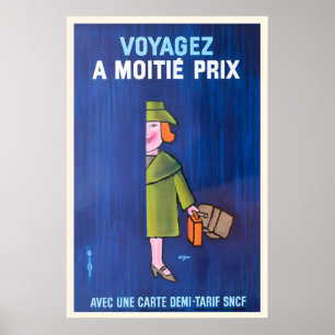 Affiche publicitaire vintage de voyage en train