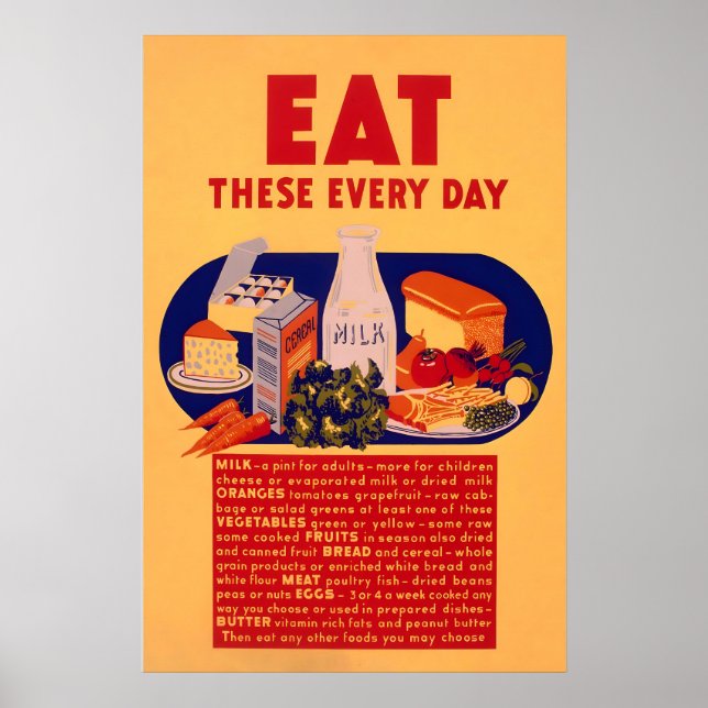 Affiche publicitaire vintage pour aliments – Mange (Devant)