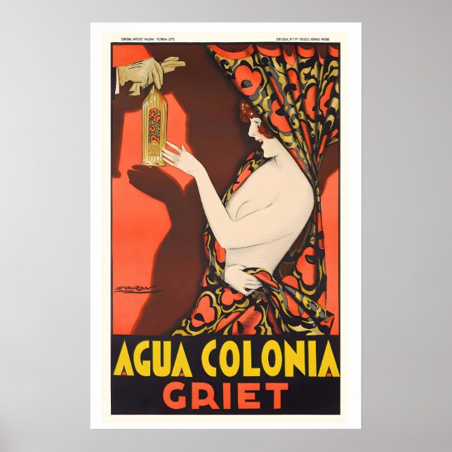 Affiche Publicité ancienne pour le parfum Acqua di Colonia (Devant)