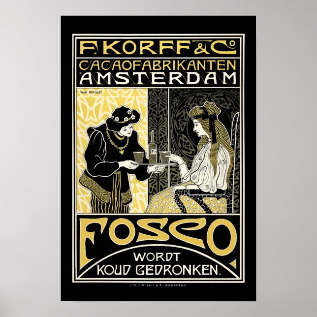 Affiche Publicité au chocolat hollandais Art nouveau vinta (Devant)