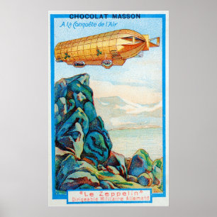 Affiche Publicité au chocolat Masson avec Zeppelin Airship