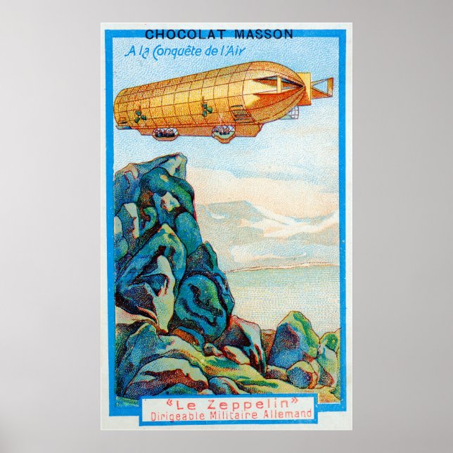 Affiche Publicité au chocolat Masson avec Zeppelin Airship (Devant)