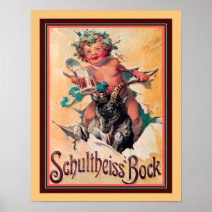 Affiche Publicité de bière vintage Schultheiss Bock