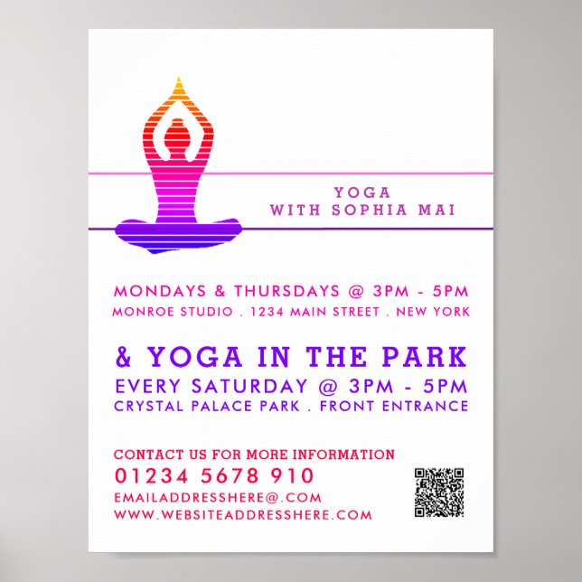 Affiche Publicité de classe de yoga rayé vibrant (Devant)